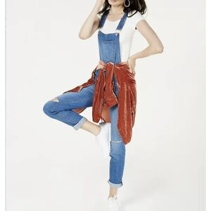 NWT dollhouse skinny bib overalls denim blue 3